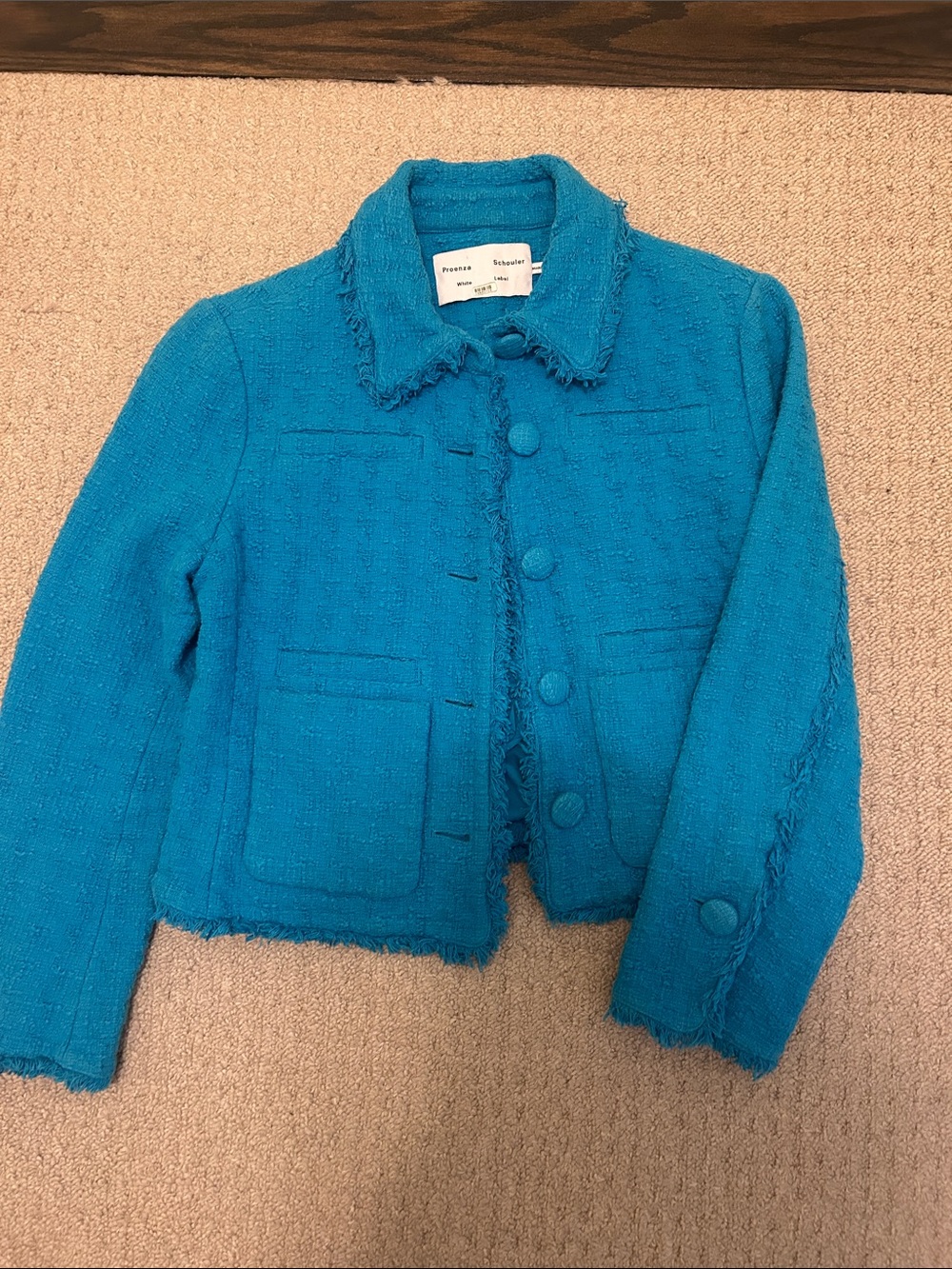 Proenza Schouler White Label Teal Tweed Jacket